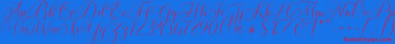 Molandika Script Font – Red Fonts on Blue Background