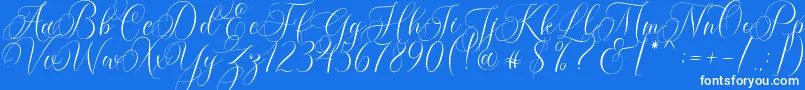 Fonte Molandika Script – fontes brancas em um fundo azul