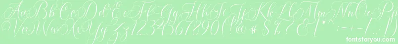 Molandika Script Font – White Fonts on Green Background