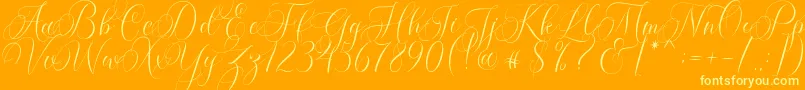 Molandika Script Font – Yellow Fonts on Orange Background