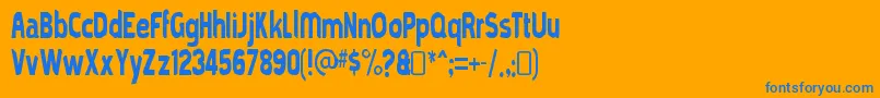 mold papa-Schriftart – Blaue Schriften auf orangefarbenem Hintergrund