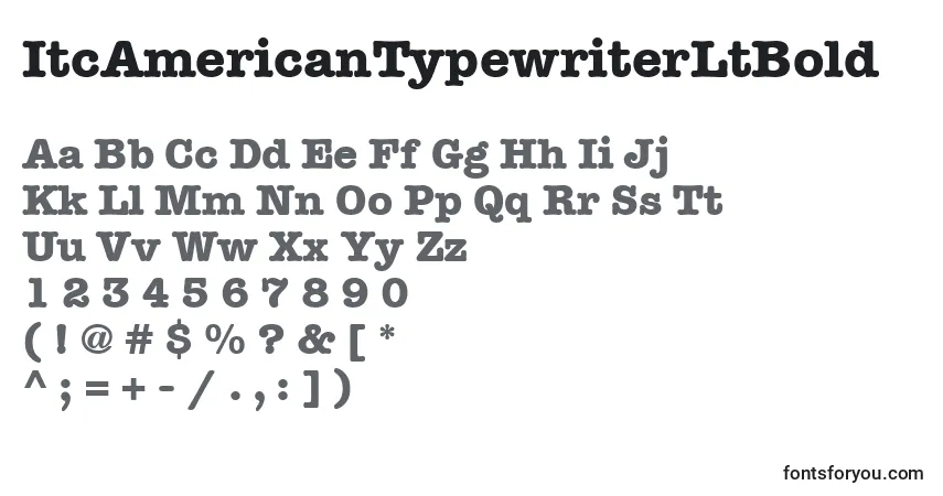 A fonte ItcAmericanTypewriterLtBold – alfabeto, números, caracteres especiais