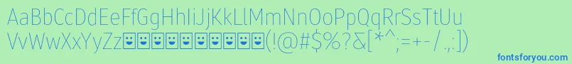 Fonte Molecula Demo Thin – fontes azuis em um fundo verde
