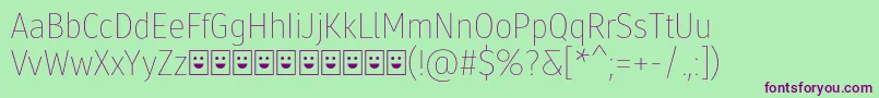 フォントMolecula Demo Thin – 緑の背景に紫のフォント