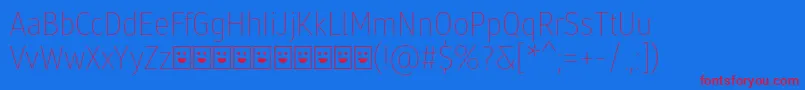 Molecula Demo Thin-Schriftart – Rote Schriften auf blauem Hintergrund