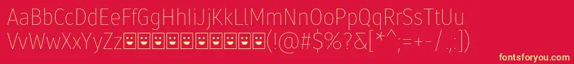 Molecula Demo Thin-Schriftart – Gelbe Schriften auf rotem Hintergrund