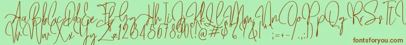 Mollaroid   Font – Brown Fonts on Green Background