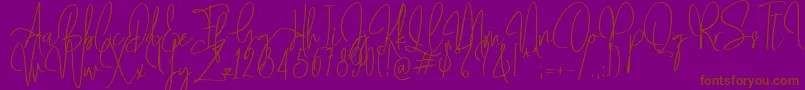 Mollaroid  -Schriftart – Braune Schriften auf violettem Hintergrund