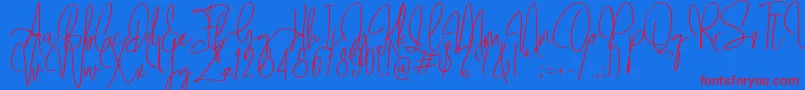 Mollaroid   Font – Red Fonts on Blue Background