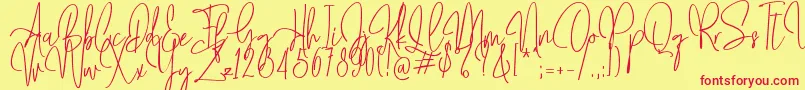 Mollaroid   Font – Red Fonts on Yellow Background