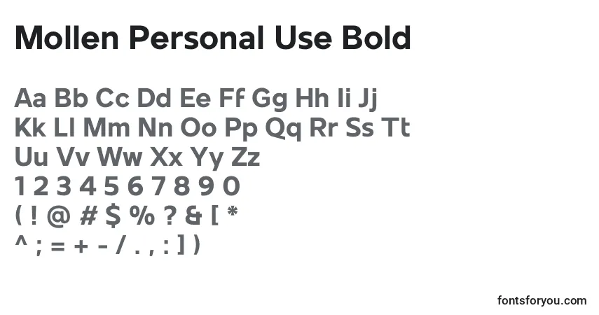 Schriftart Mollen Personal Use Bold – Alphabet, Zahlen, spezielle Symbole