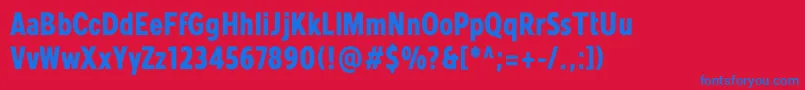 Czcionka Mollen Personal Use BoldCondensed – niebieskie czcionki na czerwonym tle