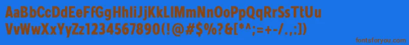 フォントMollen Personal Use BoldCondensed – 茶色の文字が青い背景にあります。