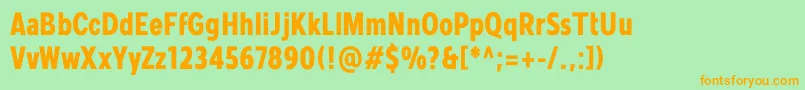 Fonte Mollen Personal Use BoldCondensed – fontes laranjas em um fundo verde