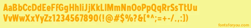 Mollen Personal Use BoldCondensed-Schriftart – Orangefarbene Schriften auf gelbem Hintergrund