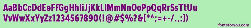 Czcionka Mollen Personal Use BoldCondensed – fioletowe czcionki na zielonym tle