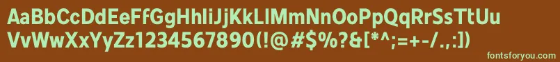 フォントMollen Personal Use BoldNarrow – 緑色の文字が茶色の背景にあります。