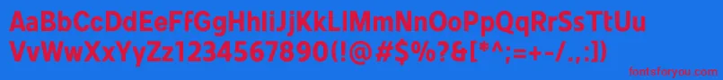 フォントMollen Personal Use BoldNarrow – 赤い文字の青い背景