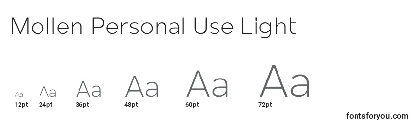 Размеры шрифта Mollen Personal Use Light
