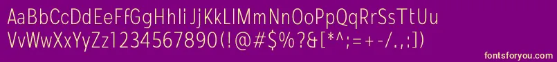 Fonte Mollen Personal Use LightCondensed – fontes amarelas em um fundo roxo