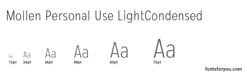 Размеры шрифта Mollen Personal Use LightCondensed