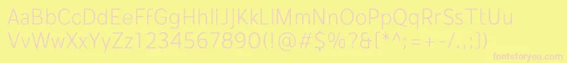 Mollen Personal Use LightNarrow-fontti – vaaleanpunaiset fontit keltaisella taustalla