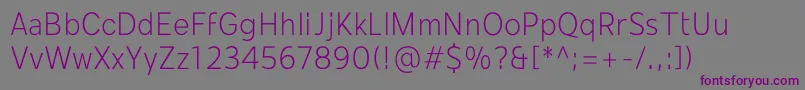 フォントMollen Personal Use LightNarrow – 紫色のフォント、灰色の背景