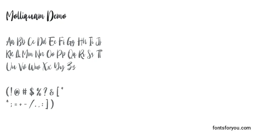 Molliquam Demo Font – alphabet, numbers, special characters