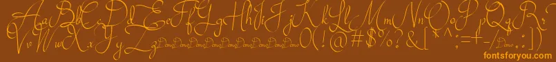 Mollucash DEMO-Schriftart – Orangefarbene Schriften auf braunem Hintergrund