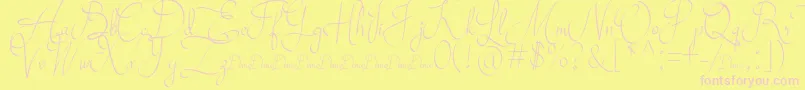 Mollucash DEMO-Schriftart – Rosa Schriften auf gelbem Hintergrund