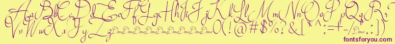 Mollucash DEMO-Schriftart – Violette Schriften auf gelbem Hintergrund