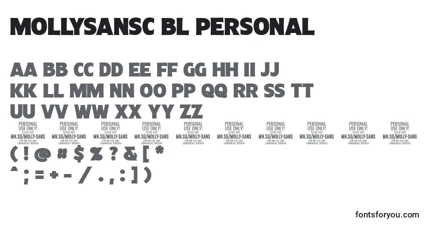 A fonte MollySansC Bl PERSONAL – alfabeto, números, caracteres especiais
