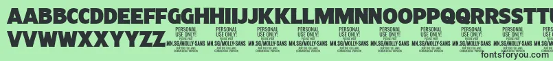 MollySansC Bl PERSONAL Font – Black Fonts on Green Background