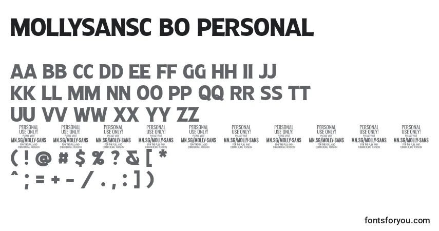 Czcionka MollySansC Bo PERSONAL – alfabet, cyfry, specjalne znaki