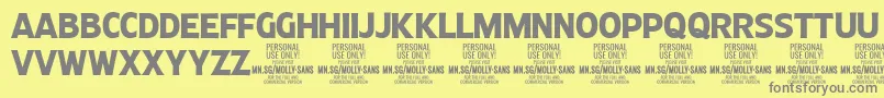 MollySansC Bo PERSONAL-Schriftart – Graue Schriften auf gelbem Hintergrund