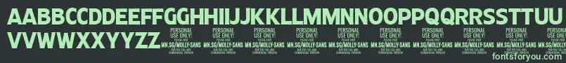 MollySansC Bo PERSONAL Font – Green Fonts on Black Background