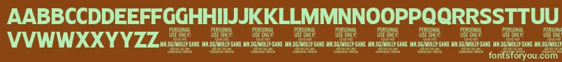 MollySansC Bo PERSONAL Font – Green Fonts on Brown Background