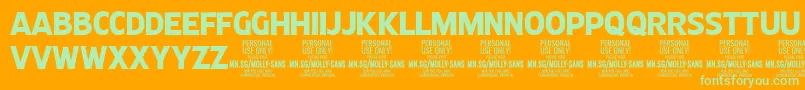 MollySansC Bo PERSONAL Font – Green Fonts on Orange Background