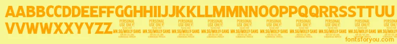 More about MollySansC Bo PERSONAL Font MollySansC Bo PERSONAL Font – Orange Fonts on Yellow Background