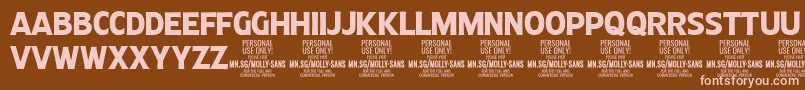 MollySansC Bo PERSONAL Font – Pink Fonts on Brown Background