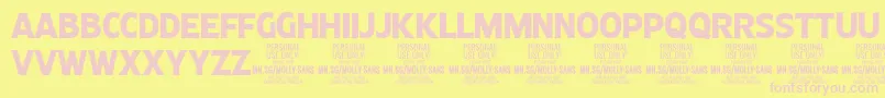 MollySansC Bo PERSONAL-fontti – vaaleanpunaiset fontit keltaisella taustalla