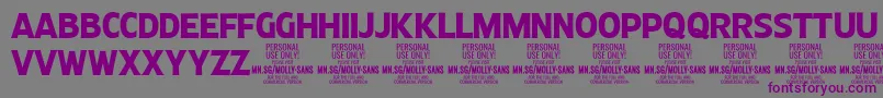 MollySansC Bo PERSONAL-Schriftart – Violette Schriften auf grauem Hintergrund