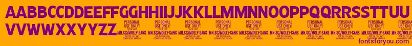 MollySansC Bo PERSONAL-Schriftart – Violette Schriften auf orangefarbenem Hintergrund