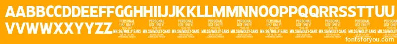 MollySansC Bo PERSONAL-Schriftart – Weiße Schriften auf orangefarbenem Hintergrund