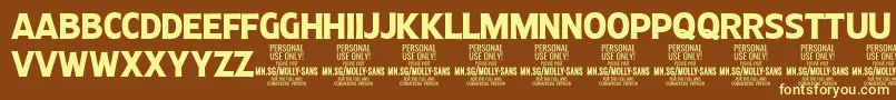 MollySansC Bo PERSONAL Font – Yellow Fonts on Brown Background