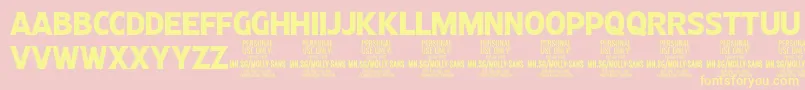 MollySansC Bo PERSONAL-Schriftart – Gelbe Schriften auf rosa Hintergrund