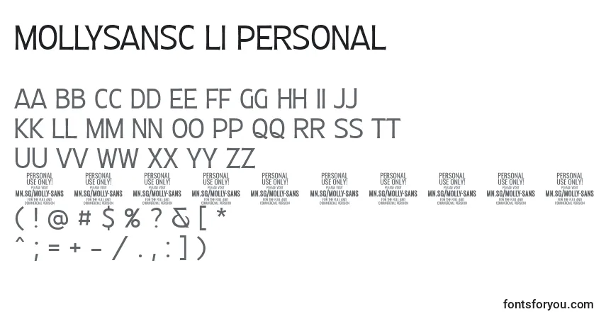 Czcionka MollySansC Li PERSONAL – alfabet, cyfry, specjalne znaki