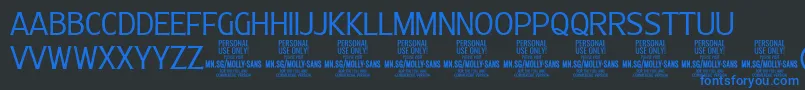 MollySansC Li PERSONAL Font – Blue Fonts on Black Background