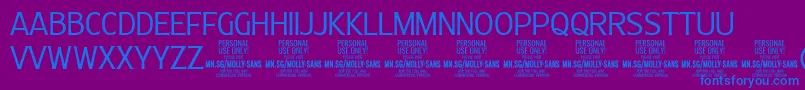 Czcionka MollySansC Li PERSONAL – niebieskie czcionki na fioletowym tle