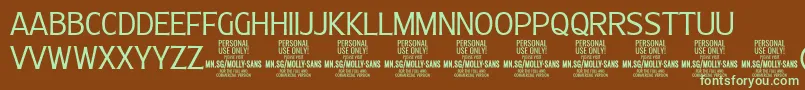 MollySansC Li PERSONAL Font – Green Fonts on Brown Background